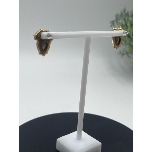 J. Crew Four Clear Champagne AB Rhinestone Stud Gold Tone Sparkling Earrings - Picture 7 of 11